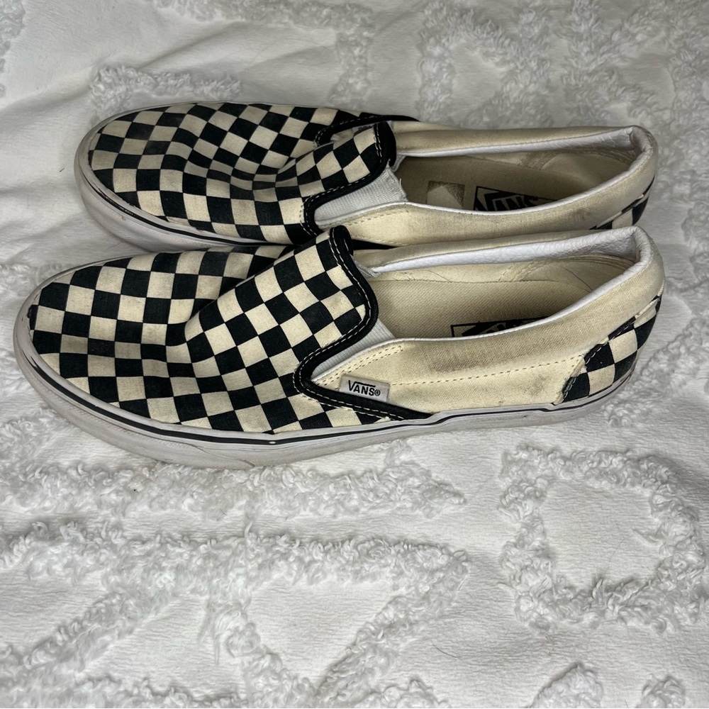 Vans Classic Slip On Checkered Black and White Women's 10.5